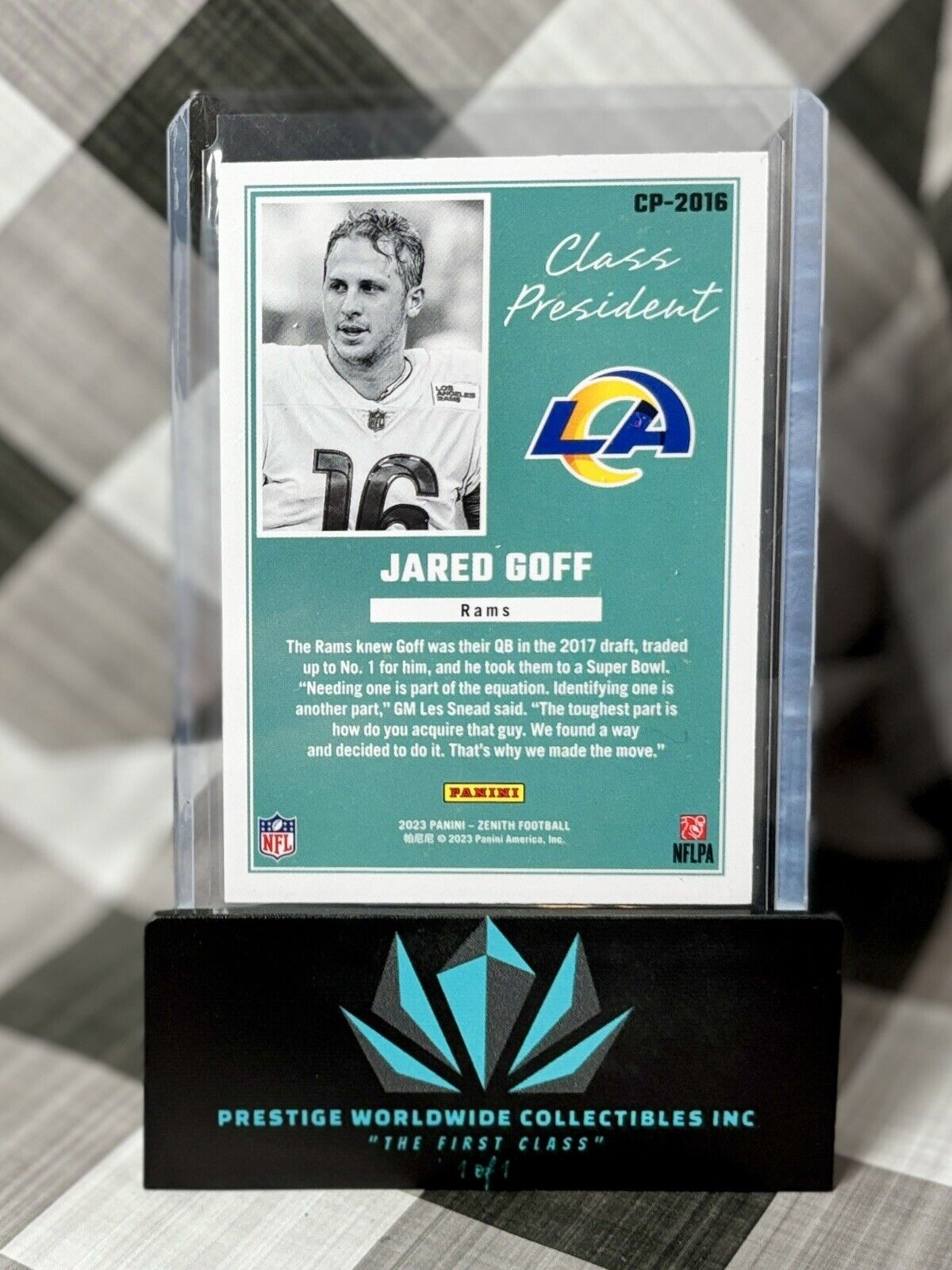 Jared Goff 2023 Panini Zenith Class President #CP-2016 Los Angeles Rams
