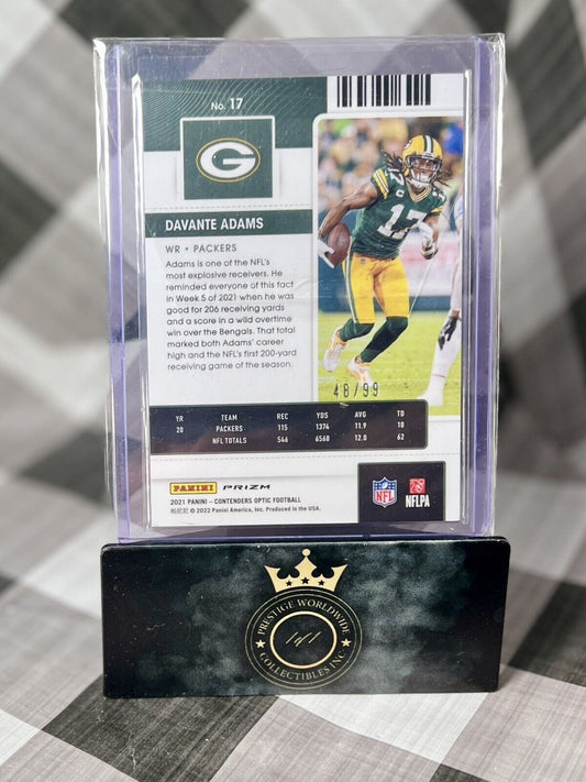 Davante Adams 2021 Contenders Optic Season Ticket Blue Prizm /99 #17 Packers SP