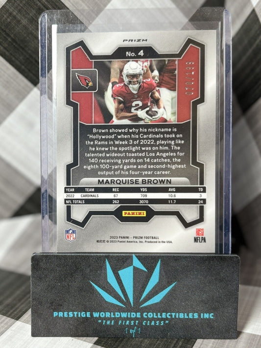 Marquise Brown 2023 Panini Prizm Blue Wave Prizm /199 #4 Arizona Cardinals
