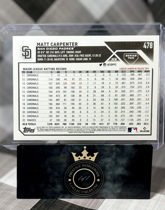 Matt Carpenter 2023 Topps Series 2 Gold Border /2023 #478 San Diego Padres