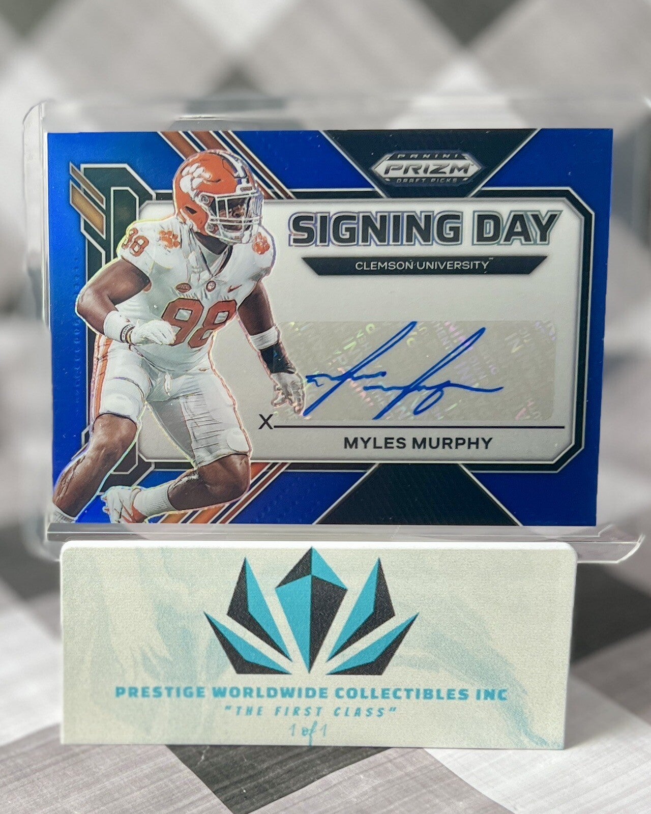 Myles Murphy 2023 Prizm Draft Signing Day Blue Rookie Auto /75 #SDMYM Bengals RC