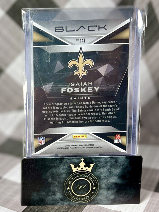 Isaiah Foskey 2023 Panini Black Rookie Base Holo #141 New Orleans Saints