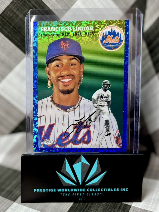 Francisco Lindor 2023 Topps Chrome Platinum Blue Mini Diamond Ref. /199 #369 NYM