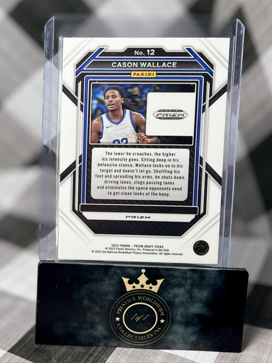 Cason Wallace 2023 Panini Prizm Draft Picks Purple Wave Rookie #12 OKC Thunder