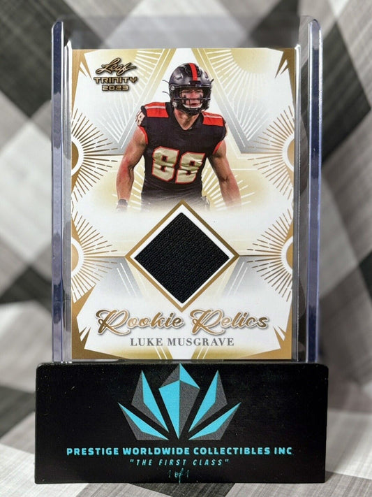 Luke Musgrave 2023 Leaf Trinity Rookie Relics Worn Patch #RR-23 GB Packers RC