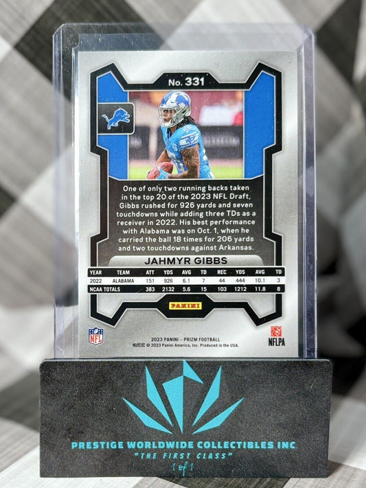 Jahmyr Gibbs 2023 Panini Prizm Base Rookie #331 Detroit Lions RC