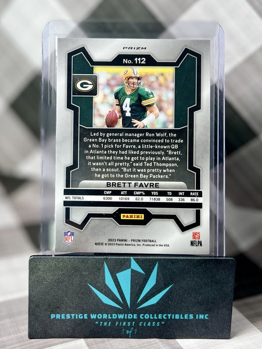 Brett Favre 2023 Panini Prizm Neon Green Pulsar #112 Green Bay Packers HoF SP