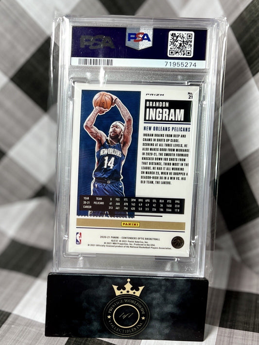 Brandon Ingram 2020-21 Panini Contenders Optic Black Pandora Prizm PSA 8 #21 NOP