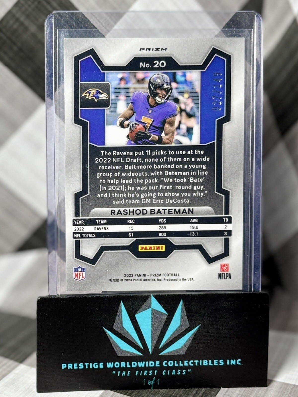 Rashod Bateman 2023 Panini Prizm Red Wave Prizm /149 #20 Baltimore Ravens