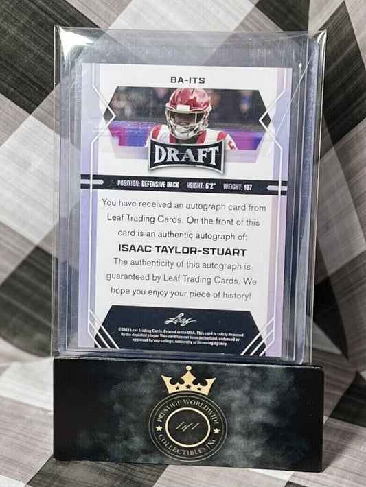 Isaac Taylor-Stuart 2022 Leaf Draft Football Rookie AUTO RC #BA-ITS DAL Cowboys