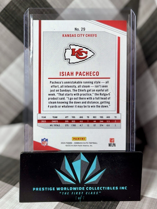 Isiah Pacheco 2024 Panini Donruss Elite Red /249 #29 Kansas City Chiefs