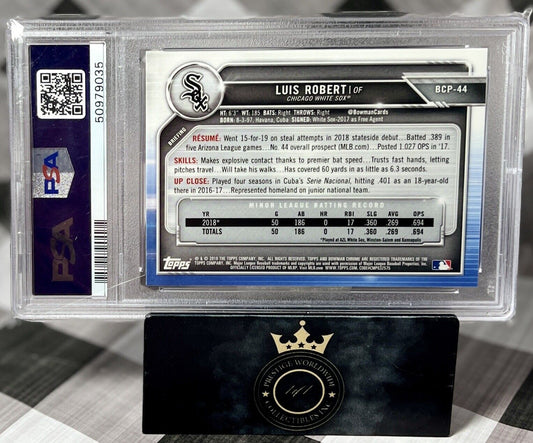 LUIS ROBERT 2019 BOWMAN PROSPECTS CHROME PSA 9 #BCP-44 Chicago White Sox RC