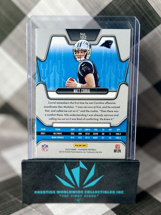 Matt Corral 2022 Panini Playbook Blue Mosaic Holo Rookie #102 CAR Panthers RC