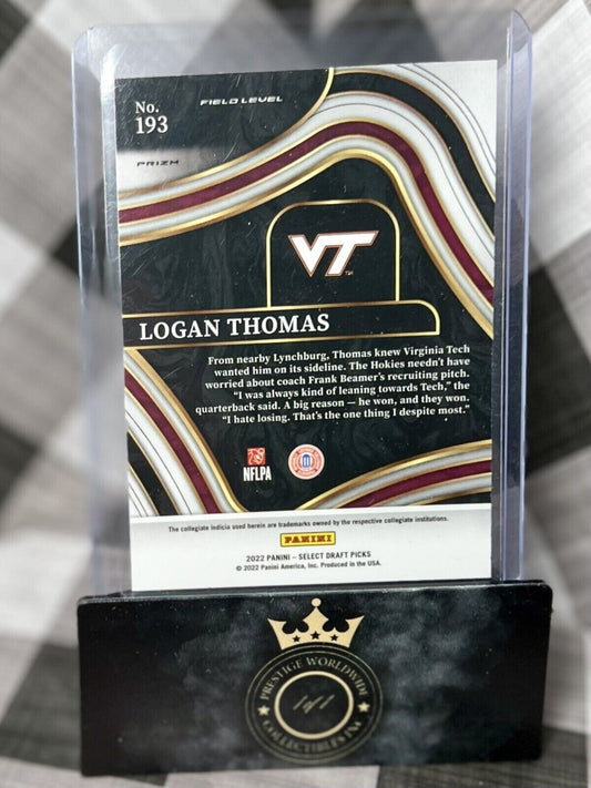 Logan Thomas 2022 Panini Select Draft Picks Field Level Hyper Prizm #193 WSH