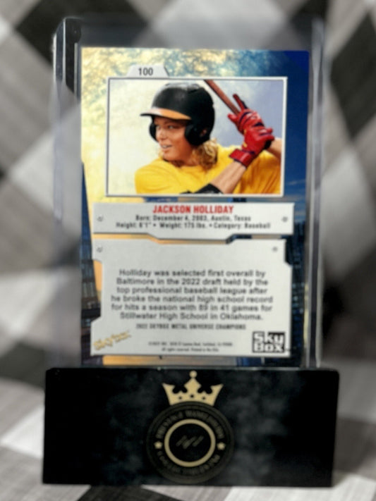Jackson Holliday 2022 Skybox Metal Universe Champions Rookie #100 BAL Orioles RC