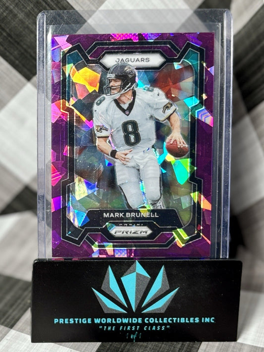 Mark Brunell 2023 Prizm Purple Cracked Ice /225 #136 Jacksonville Jaguars SP