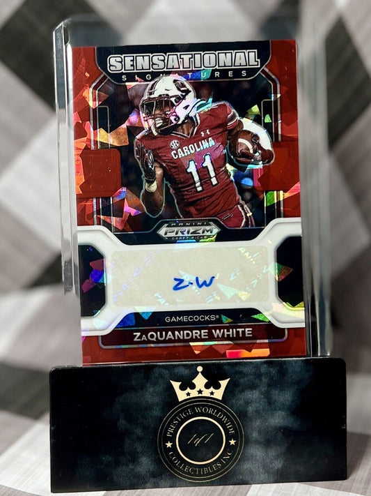 ZaQuandre White 2022 Prizm DP Red Ice Sensational Sigs Auto #SS-ZWH SC Dolphins