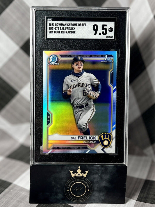 Sal Frelick 2021 Bowman Draft Chrome 1st Sky Blue Refractor SGC 9.5 #BDC-172 MIL