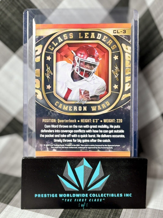 Cameron Ward 2024 Leaf Football White Class Leaders #CL-3 Washingon St. & Miami