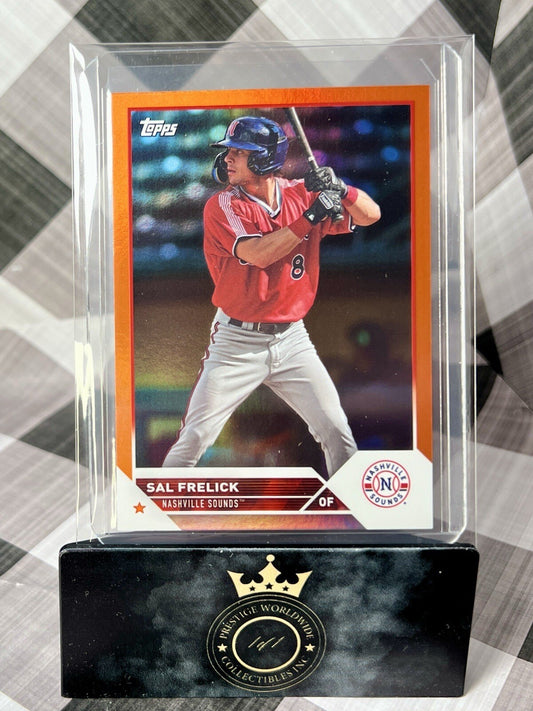 Sal Frelick 2023 Topps Chrome Pro Debut Orange Refractor SP /25 #PDC-174 Brewers