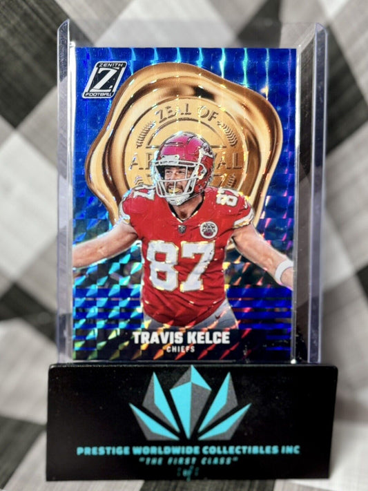 Travis Kelce 2023 Panini Zenith Blue Zeal Of Approval #21 Kansas City Chiefs