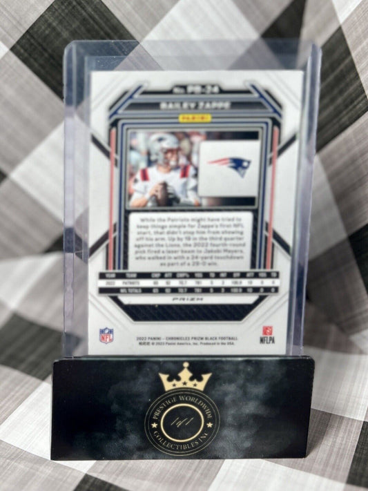 Bailey Zappe 2022 Panini Chronicles Football Prizm Black Silver #PB-24 NE Pats