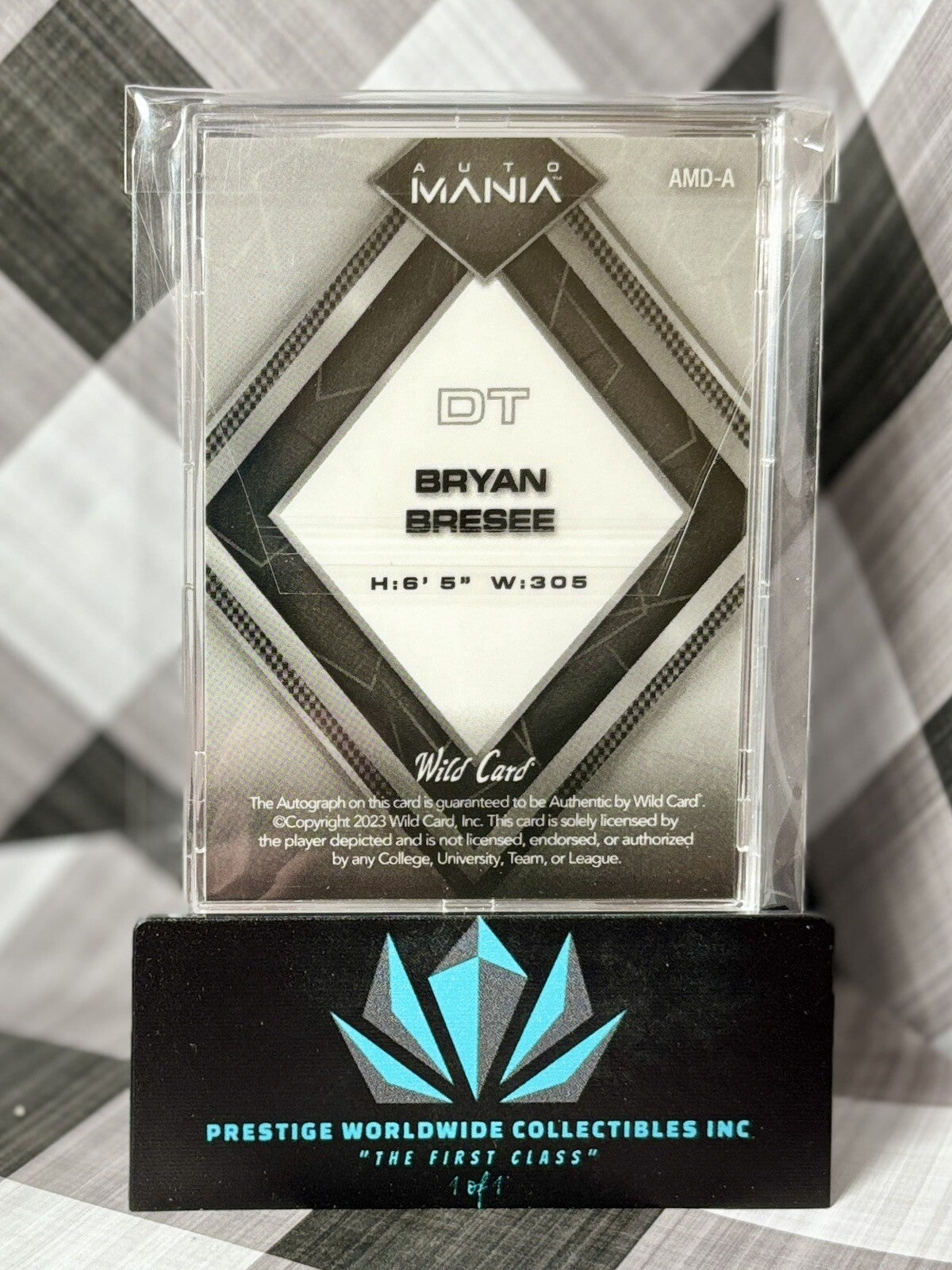 Bryan Bresee 2023 Wild Card Auto Mania Orange Foil Rookie /50 #AMD-A NO Saints