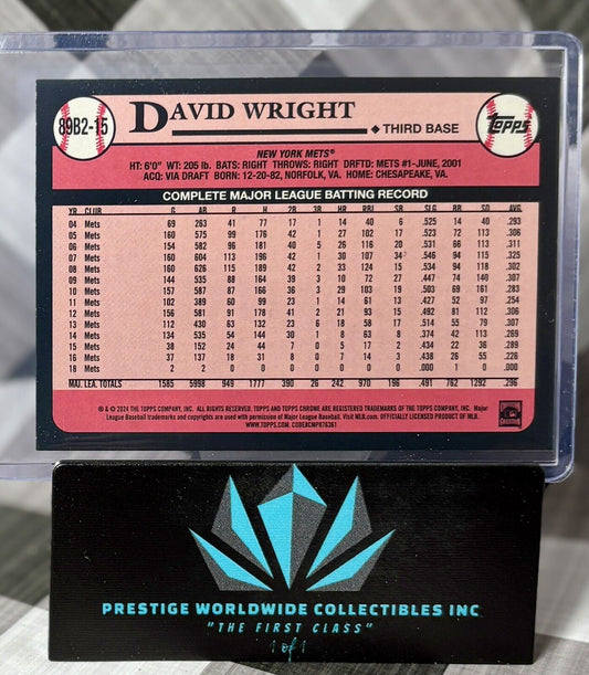 David Wright 2024 Topps Series 2 1989 35th Ann. Silver Foil  #89B2-15 NY Mets