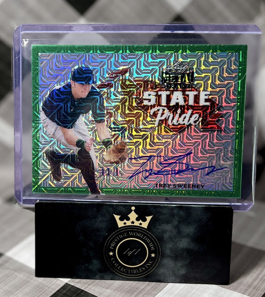 TREY SWEENEY 2021 Leaf STATE PRIDE Green Mojo Auto 1st Print 1/3 #SP-TS1 Yankees