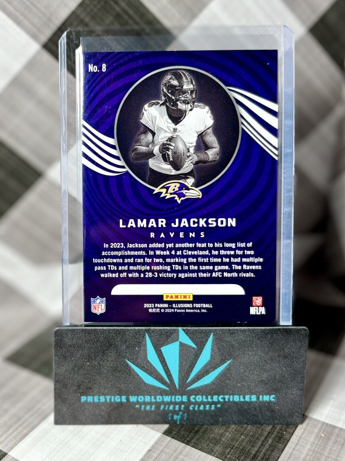 Lamar Jackson 2022 Panini Illusions Blue /199 #8 Baltimore Ravens MVP SP