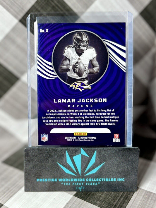 Lamar Jackson 2022 Panini Illusions Blue /199 #8 Baltimore Ravens MVP SP