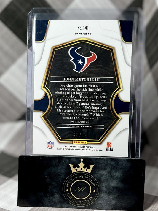 John Metchie III 2022 Select Neon Green Prizm Premier Level /49 #141 HOU Texans