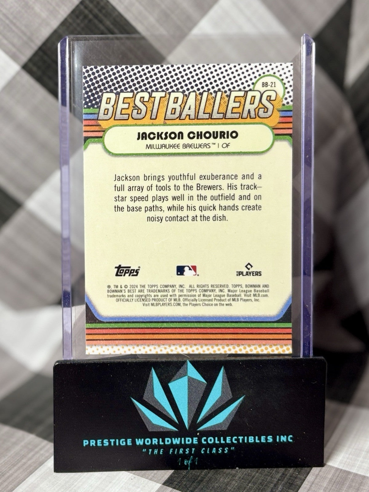 Jackson Chourio 2024 Bowman’s Best Best Ballers Refractor Rookie #BB-21 Brewers