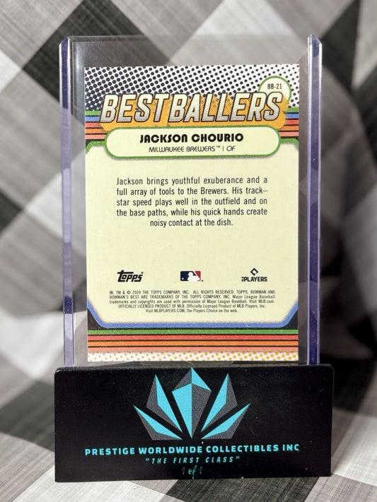 Jackson Chourio 2024 Bowman’s Best Best Ballers Refractor Rookie #BB-21 Brewers