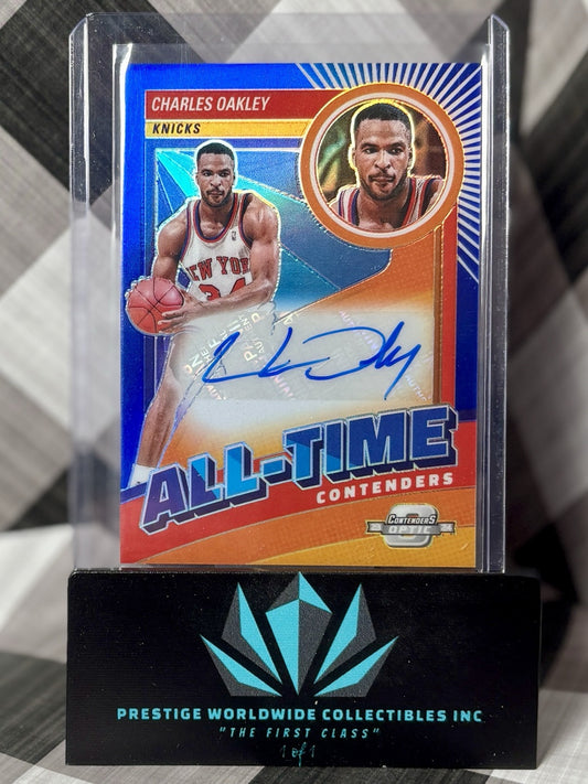 Charles Oakley 2023-24 Contenders Optic All-Time Blue Auto /75 #AT-OAK Knicks