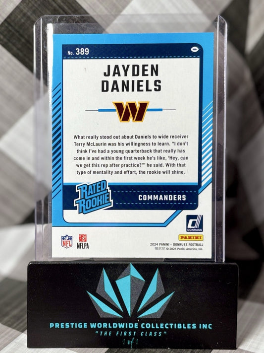 Jayden Daniels 2024 Panini Donruss Rated Rookie #389 Washington Commanders RC