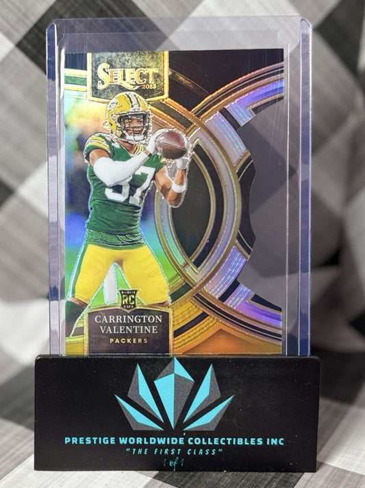 Carrington Valentine 2023 Select Premier Rookie Black Gold Die-Cut #118 Packers