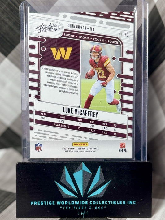 Luke McCaffrey 2024 Absolute Rookie Spectrum /350 #176 Washington Redskins RC