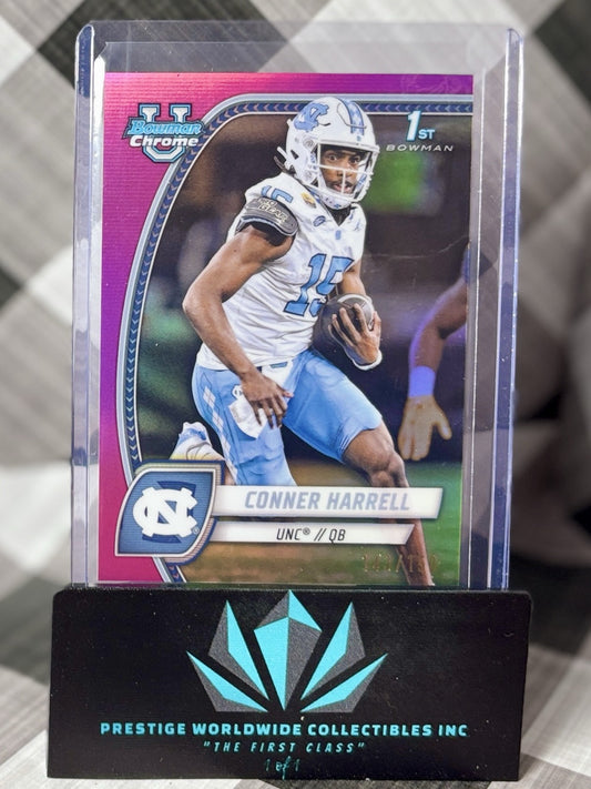 Conner Harrell 2024 Bowman Chrome University 1st Pink Refractor /150 #46 UNC RC