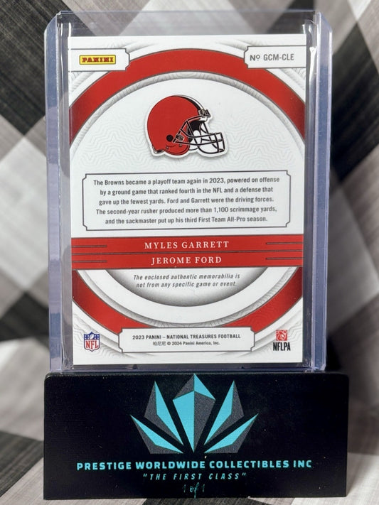 Myles Garrett Jerome Ford 2024 National Treasures Dual Patch 01/25 #GCM-CLE Cle